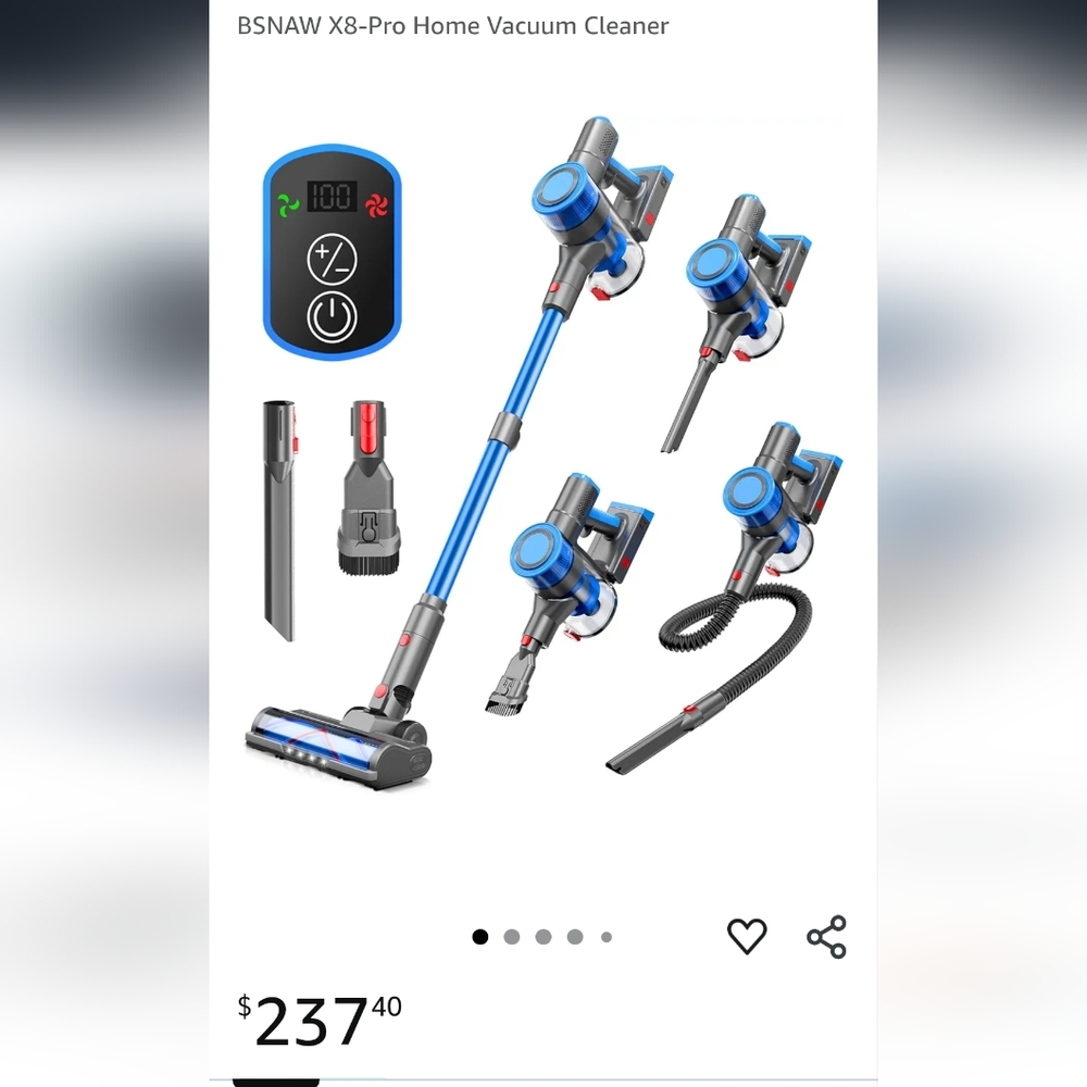 Brand New Cordless Vacuum BSNAW X8-Pro, Hepa Filter, 2 Suction Levels